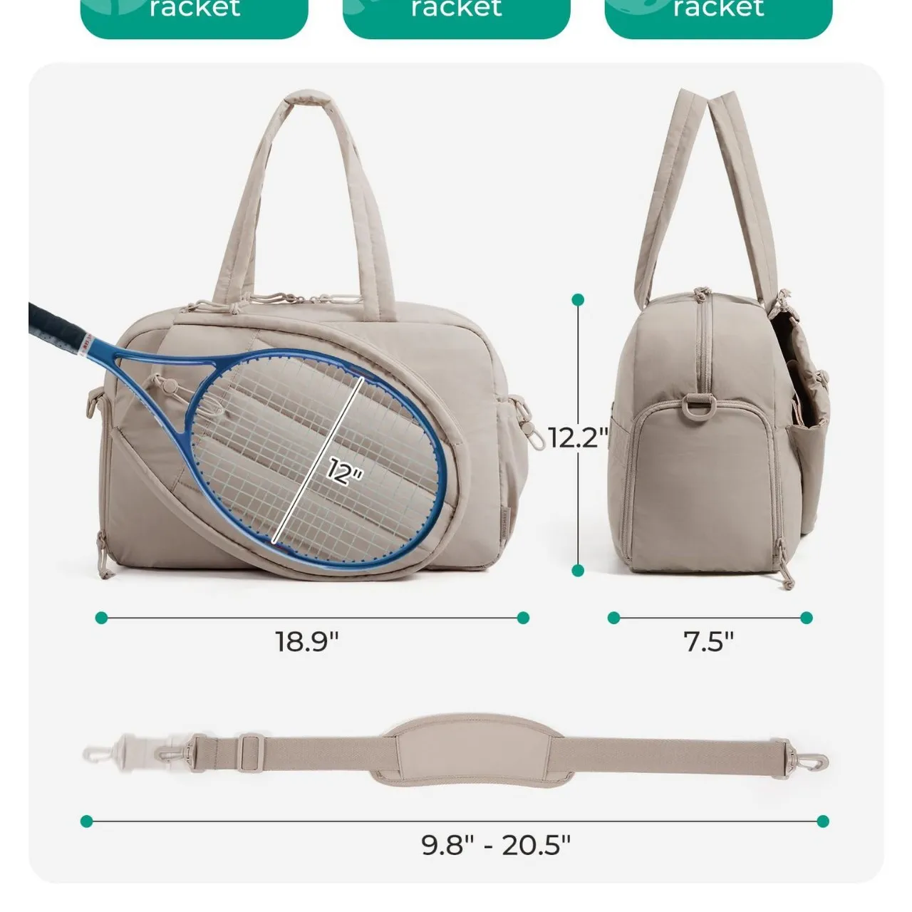 36-55 تخزين كبير مضارب تنس الريشة حقيبة السفر في الهواء الطلق التدريب الرياضي التنقل حقائب كتف Pickleball مجداف حقيبة يد
