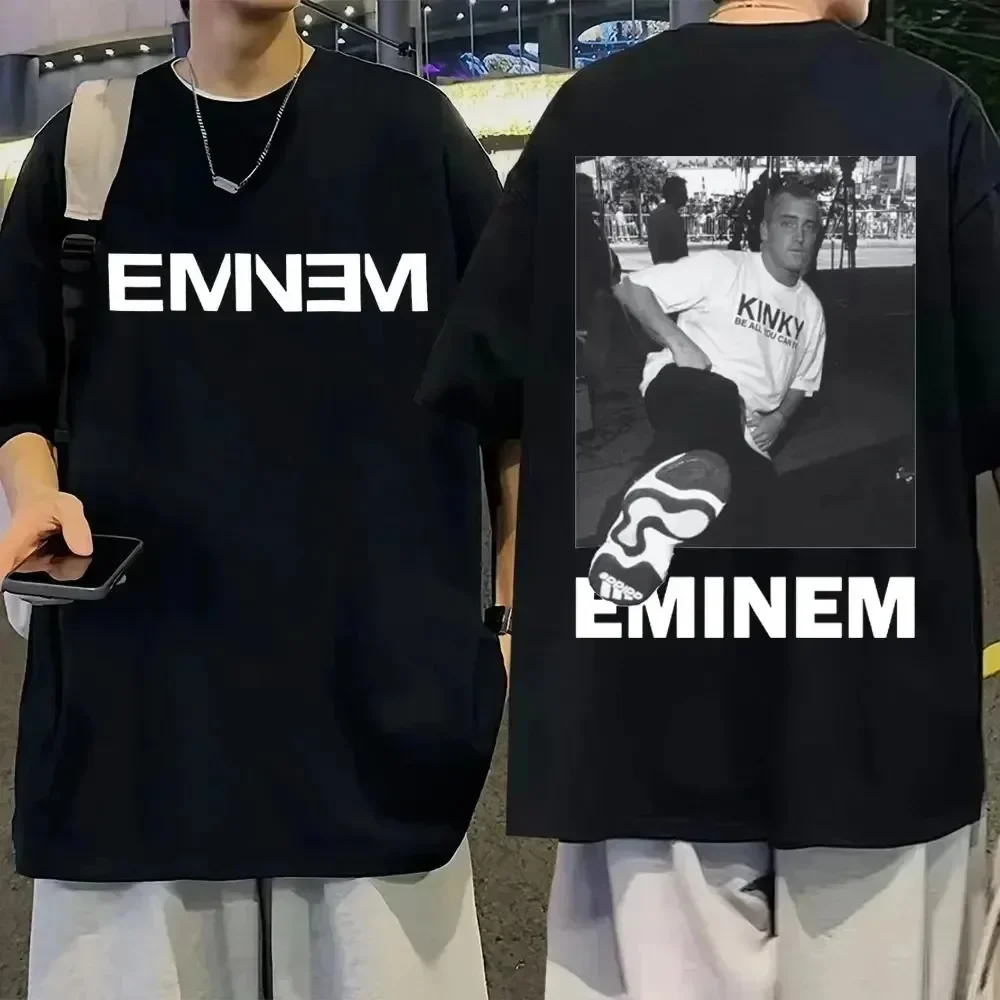 Koszulka z hiphopowy raper Eminem albumem muzycznym światowa trasa prezent dla fanów graficznych mężczyzn kobiet w stylu Vintage oversize klasyczne