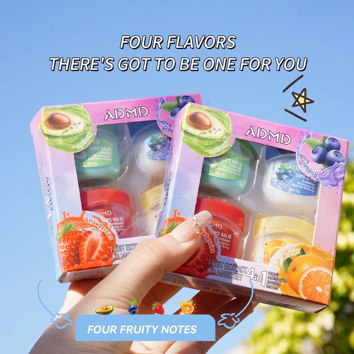 4 unids/caja de juegos de bálsamo labial de frutas, lápiz labial hidratante, maquillaje de planta Natural, cuidado de labios antigrietas, bálsamo labial de gelatina de petróleo