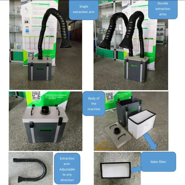 Portable mini hepa air purifier filter, laser welding smoking fume extractor ,soldering exhaust gas absorber