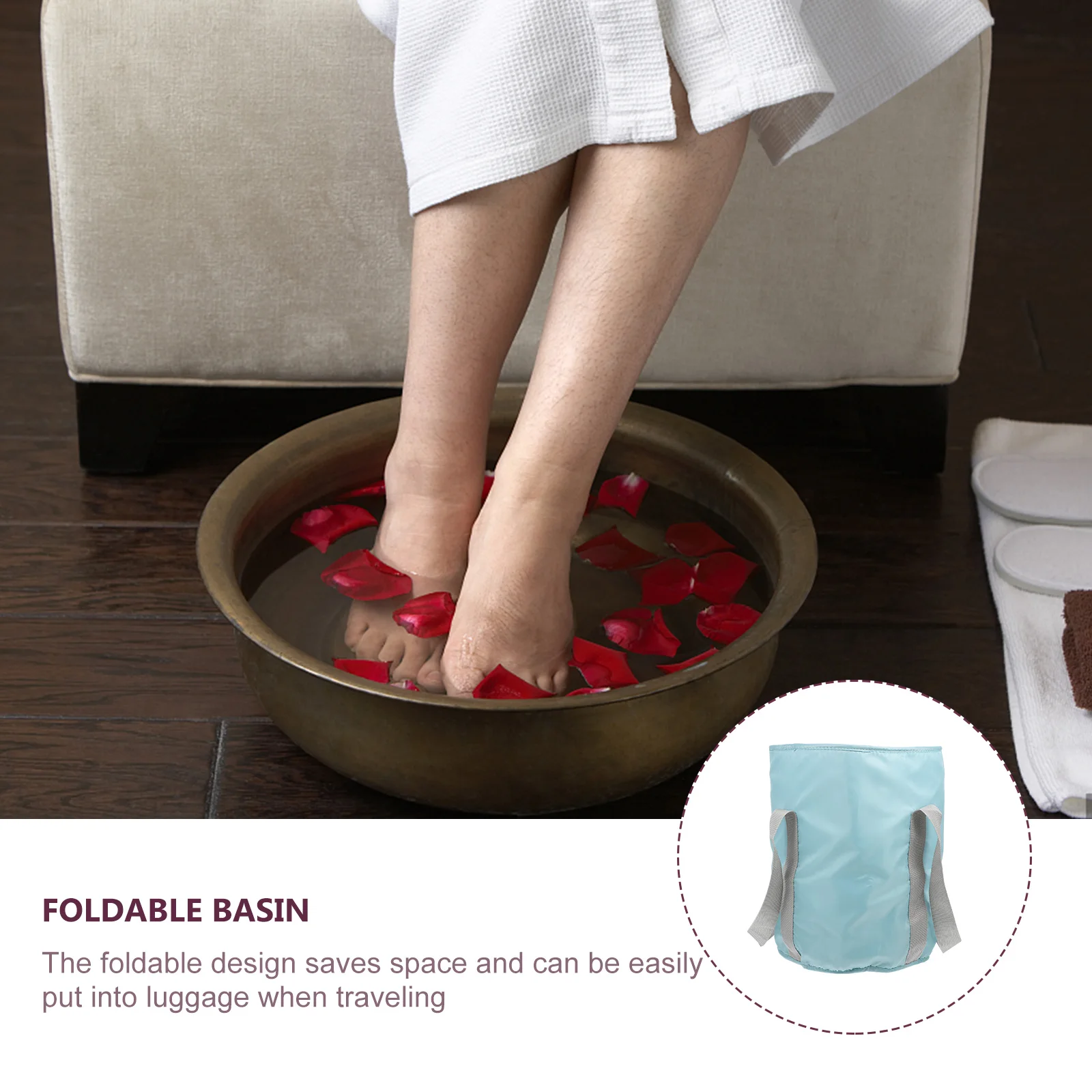 

Folding Foot Soaking Bag PVC Aluminum Film Large Storage Portable Basin Bath Bucket for Home Travel Camping Self driving Tour