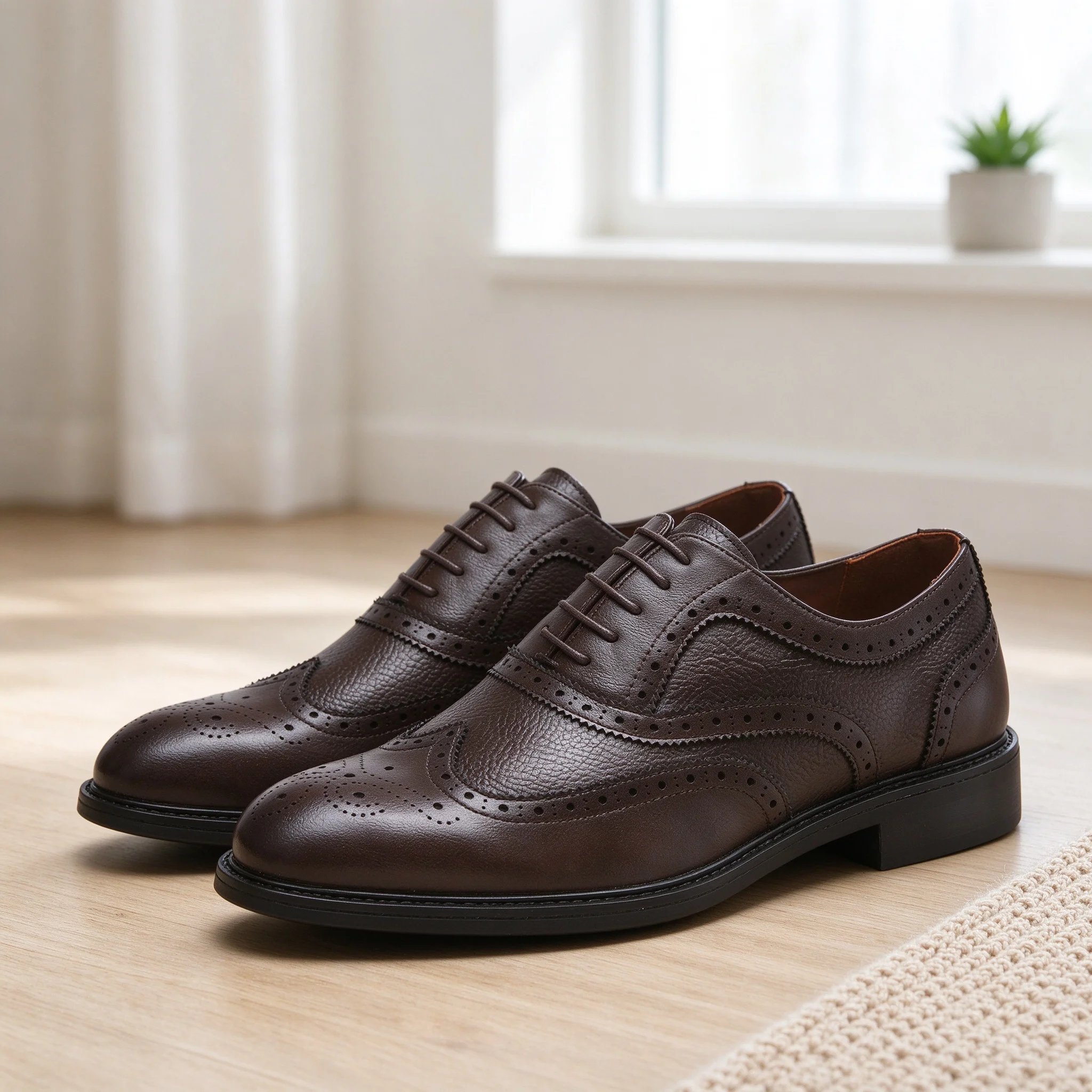 Desai Men's Dress Shoes Faux Leather Classic Wingtip Brogue Oxford Wide Width Fall Winter Comfortable Stylish Elegant Walking