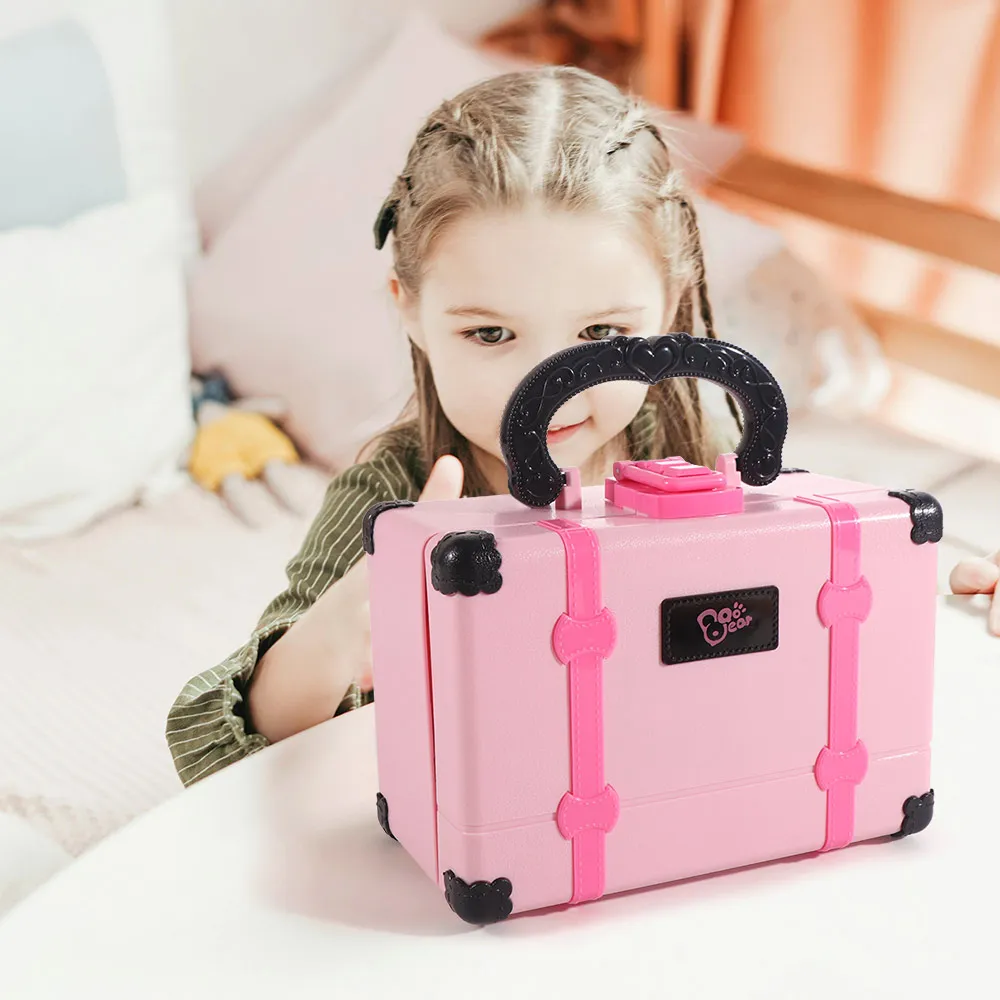 Lápiz labial, juguetes de maquillaje para niños, caja de maquillaje portátil, Kit de maquillaje para niños, sombra de ojos, juguete de maquillaje de princesa de seguridad, juego de simulación