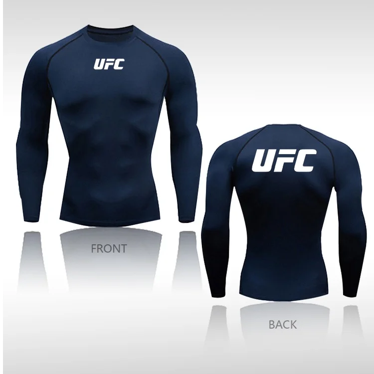 UFC Mens Compression Shirt Long Sleeve High Elastic Basketball Running Quick Dry Training Base Layer