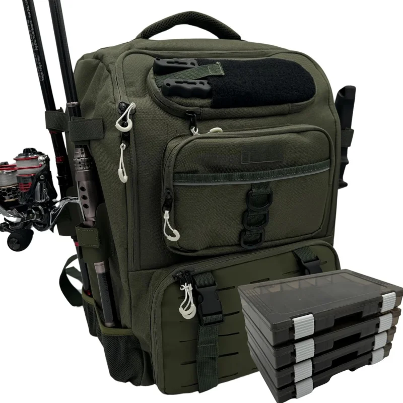 Fishing Backpack, Fishing Tackle Backpack With Rod Holders, 40L Tackle Bag With Cooler, Fishing Bag, Fishing Tackle Backpack