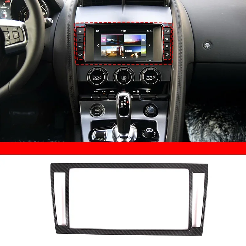 For Jaguar F-Type 2013-2018 ABS Carbon Fiber Style Center Control Navigation Screen Frame Decorative Sticker Car Accessories