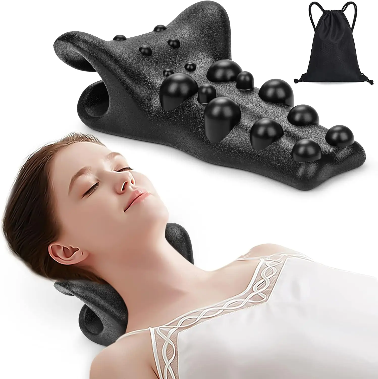 Trigger Point Massager Cervical Traction Device Back Stretcher for TMJ Pain Relief Neck and Shoulder Relaxer