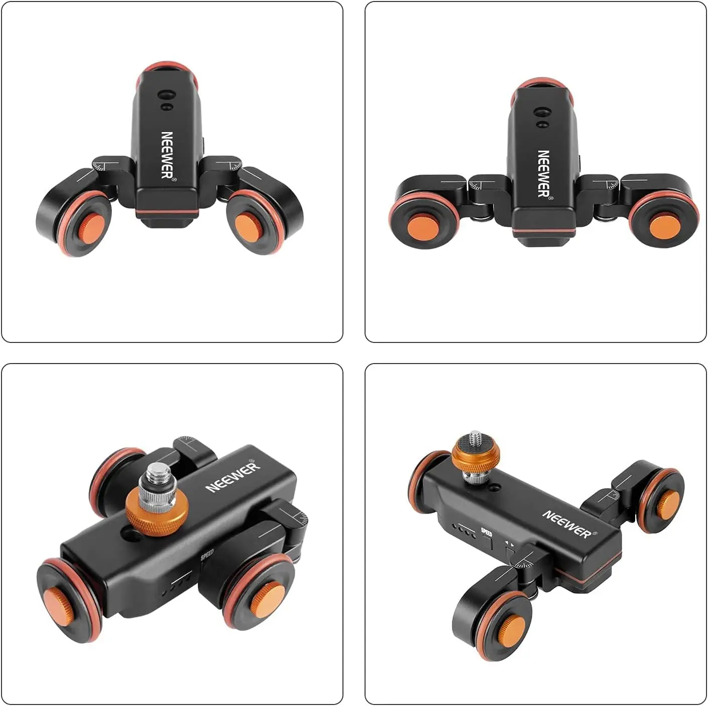 Imagem -02 - Neewer-wireless Motorizado Elétrico Track Rail Slider Carro Dolly para Câmera Dslr Filmadora Gopro Iphone Rodas Velocidades