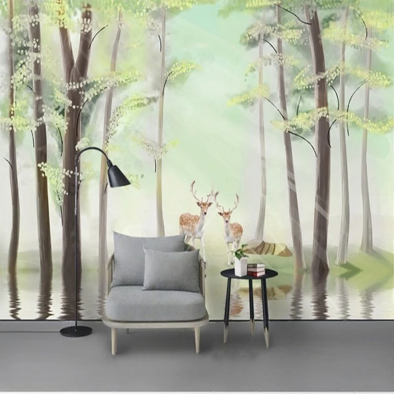 European-style beautiful scenery elk modern and simple TV luxurious home decoration bedroom sofa background wall painting
