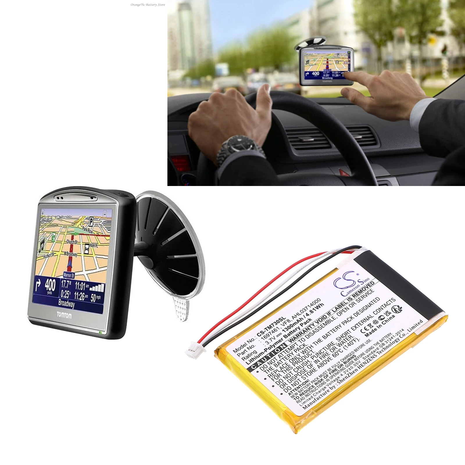 Batteria Ahl Da 3,7 V 1300 Mah 03714000 , VF8, 1697461 Per Tomtom Go 530 Live,Go 630,Go 630T,Go 720,Go 730,Go 730T,Go 930, Go 930T +Tool