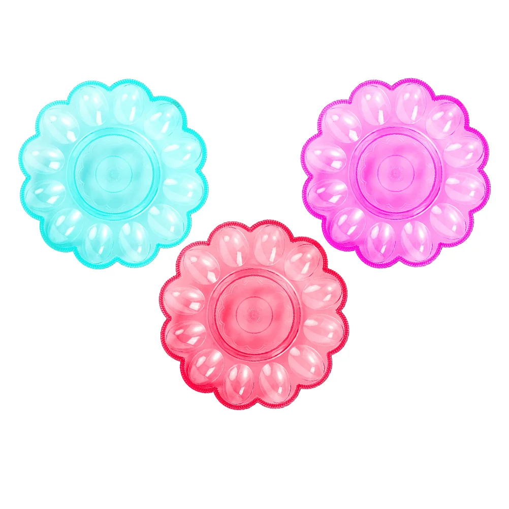 3 Pcs Ceramics Dessert Plate Egg Storage Tray Mazing Holder 2400X2400X300CM Plastic Saver Serveware