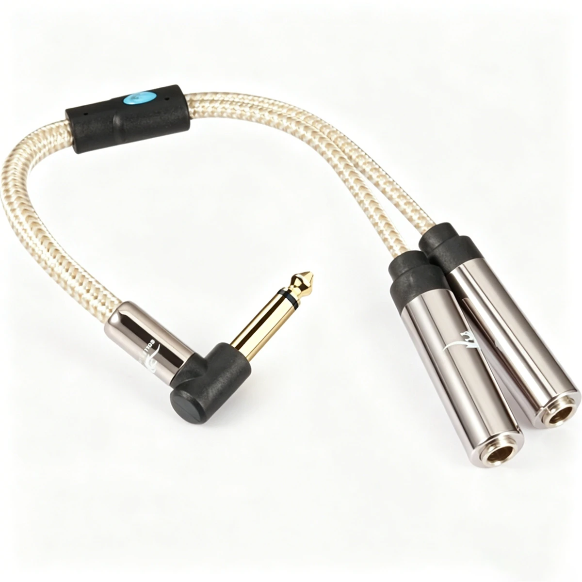 Audiophile Audio Cable 25cm MONO 6.35mm to Dual 6.35mm Female for Microphone 1/4 Inch TS Jack Splitter Cable OFC Shielding
