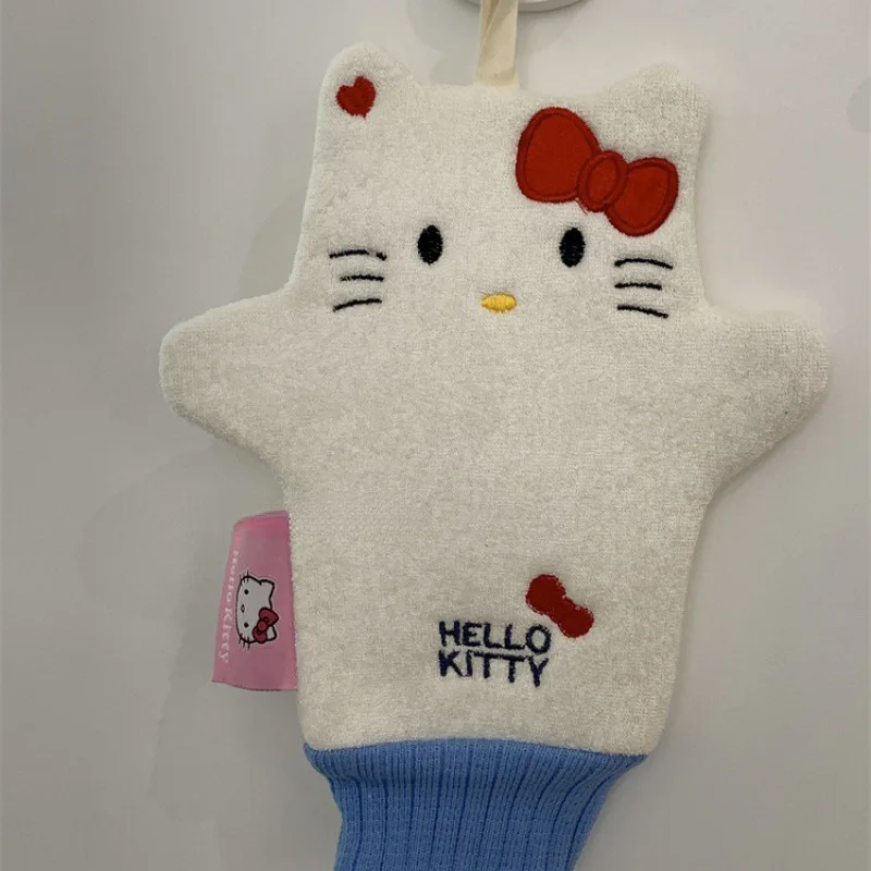 Cute anime hello kitty bath towel cartoon new girly heart household bathing and bathing gloves soft and non-harming to the skin