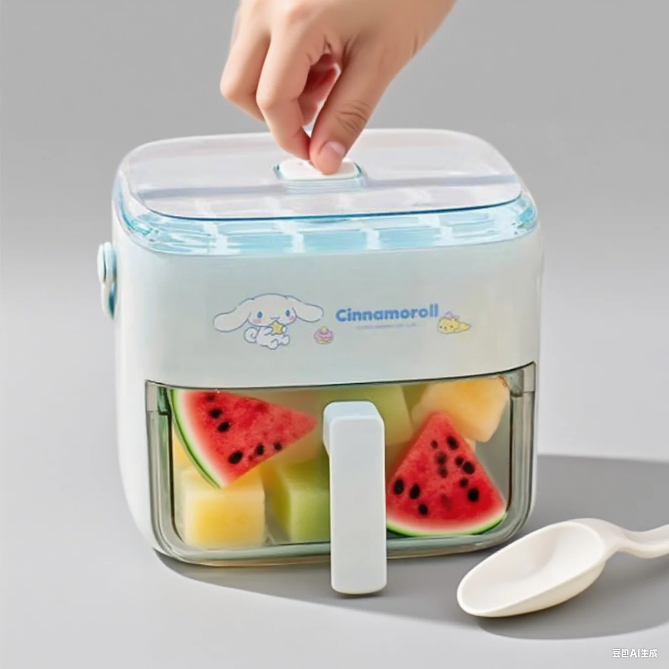 

Sanrio Hello Kitty Double layered Ice Bucket with Pressing Function Cute food grade ice making box with ice scoop for delivery