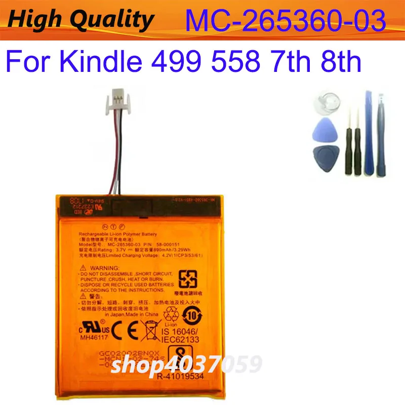 For Kindle 499 558 7th 8th Generation SY69JL WP63GW 58-000151 MC-265360-03 Phone Battery Bateria + Tools