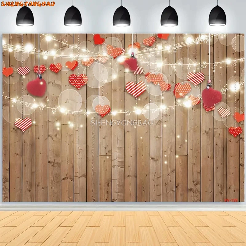 SHENGYONGBAO Valentine's Day Wedding Photography Backdrops Props Rose Love Heart Romantic Photo Balloons Party Background VS-95