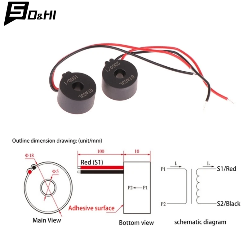 1Pcs GTA03L Inner Hole 5mm Lead Through-type AC High-Precision Ultra-Small Current Transformer