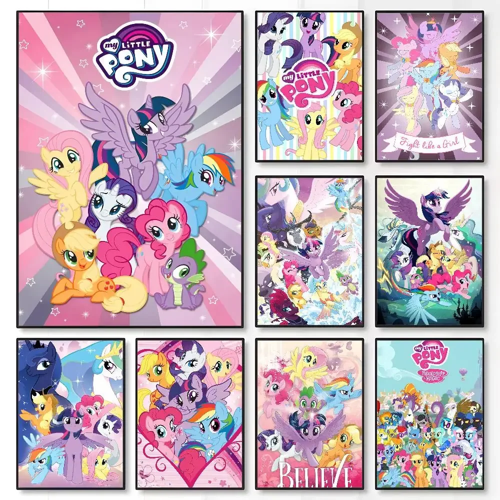 Póster rosa de My L-Little P-Pony de dibujos animados, pegatina artística de pared impermeable para Bar, sala de estar, decoración Vintage, regalo impreso de alta calidad