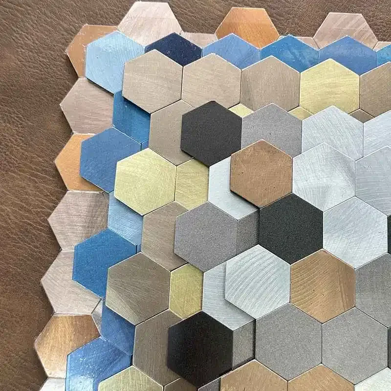 

4pcs/lot Mosaic Wall Tile Peel And Stick Self Adhesive Waterproof Aluminum composite hexagon Kitchen Bath Tile Backsplash 91