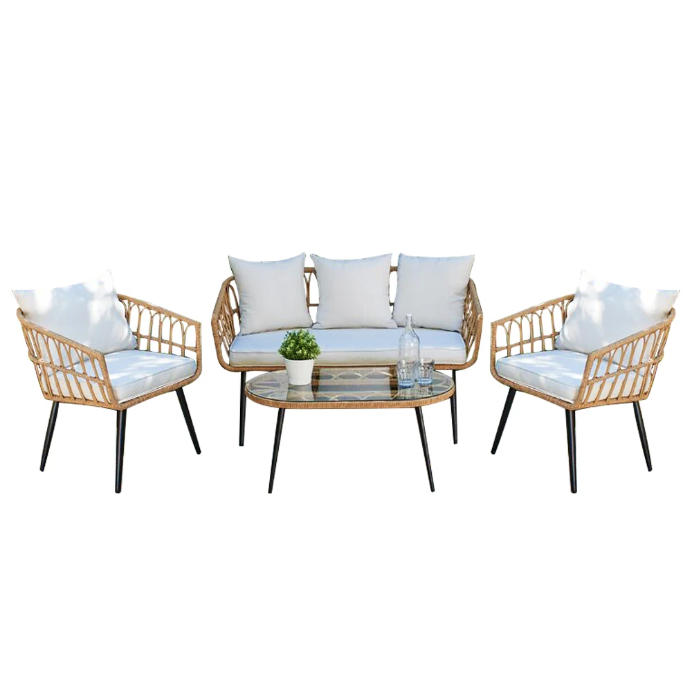 

High Quality Outdoor Wicker Conversation Set Synthetic Rattan Sofa Set Garden Furniture With Cushion