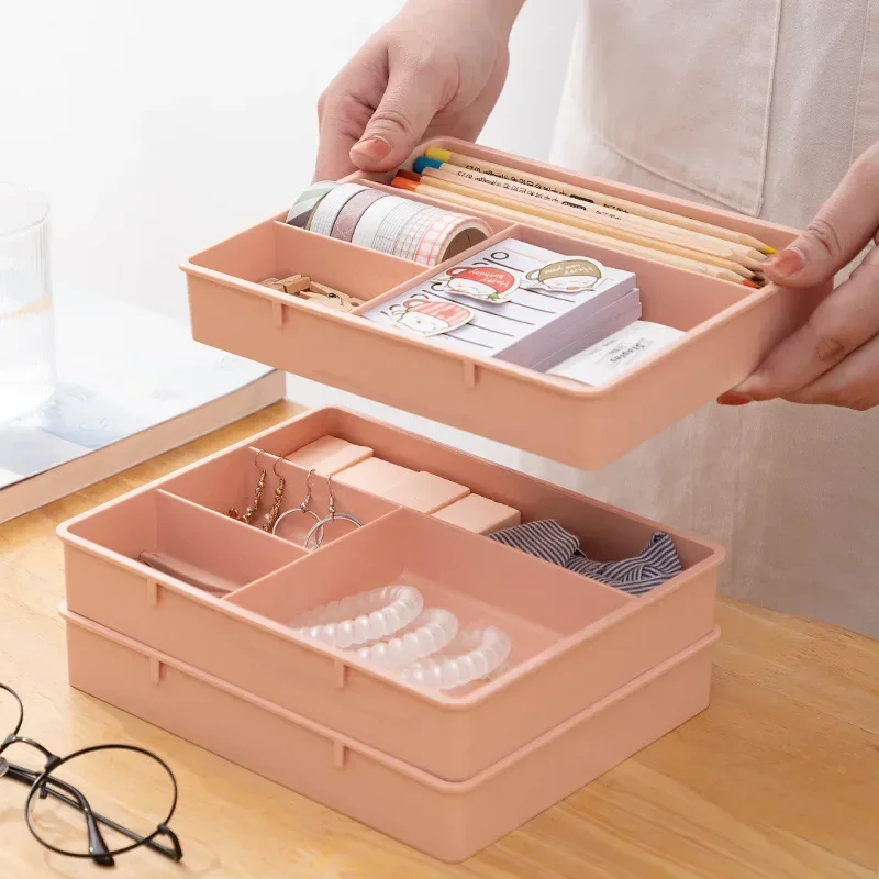 Desk Drawer Organizer Stackable Multi-cell Storage Box Tray Dressing Table Jewelry Organizer Makeup Organizer For Home Office