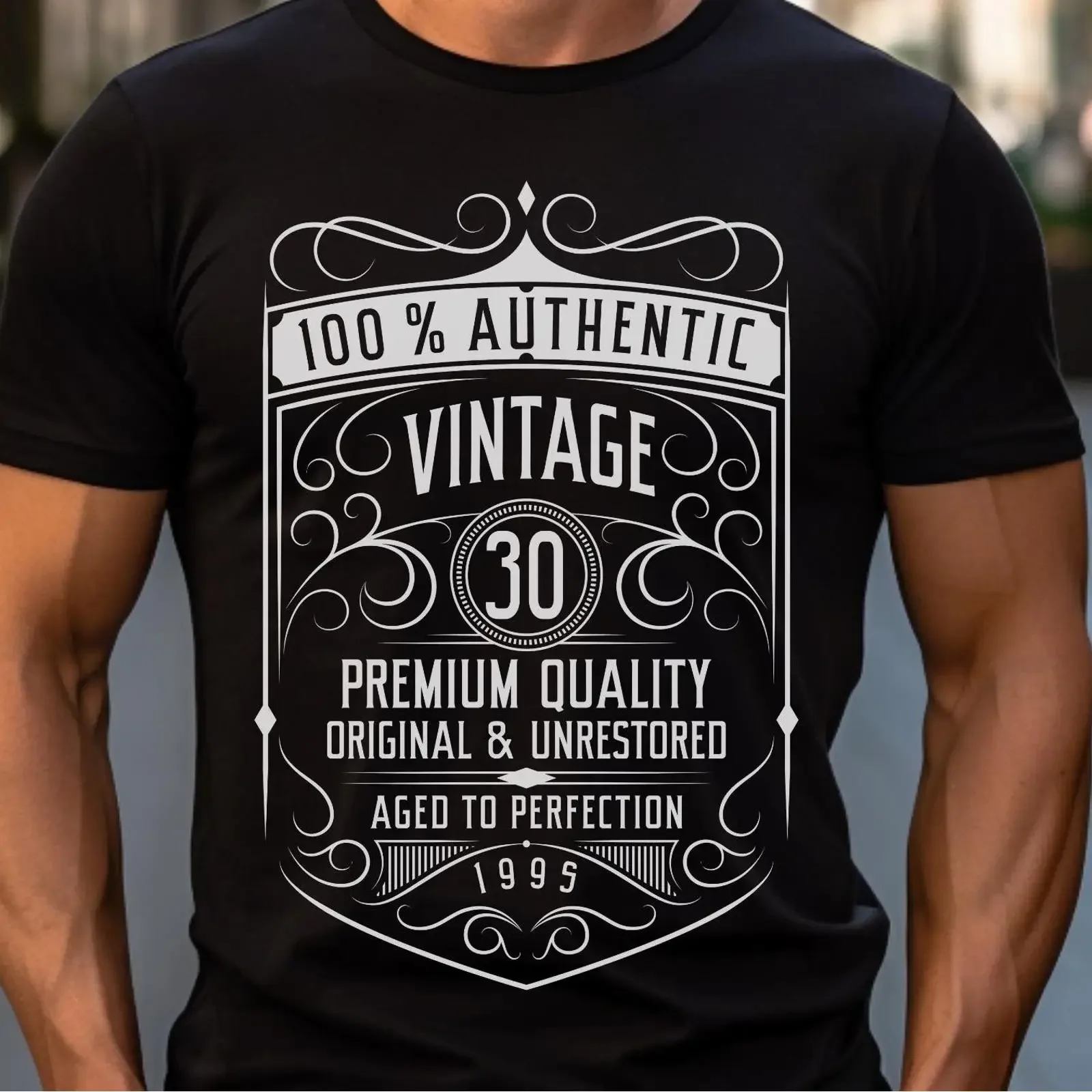Vintage 1995 30th Birthday T Shirt Men 100 Authentic Aged to Perfection Retro Milestone  vintage Washed Stretched Soft