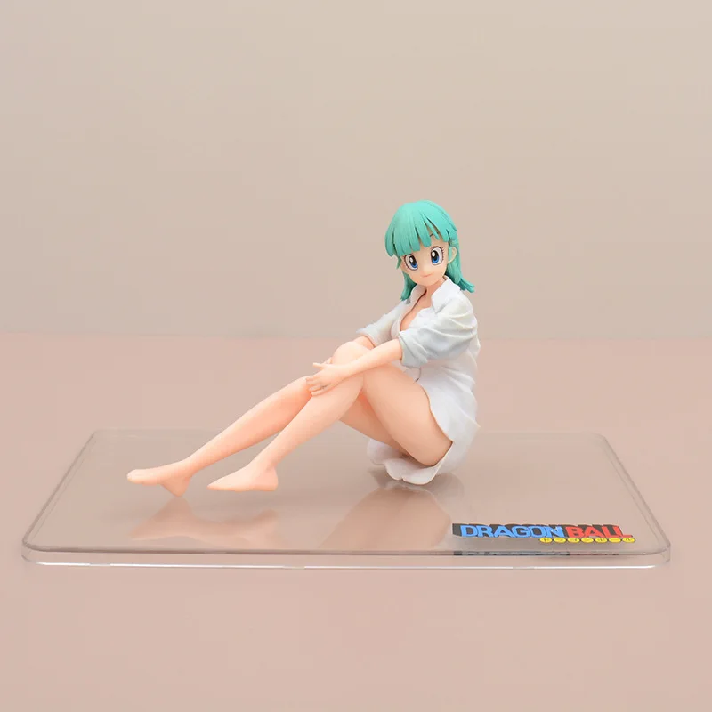 

10cm Dragon Ball Bulma Sitting Pose PVC Figure 10cm Model White Pajama Limited Edition Girl Series