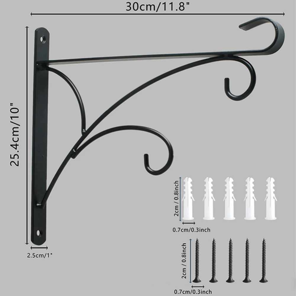 11.8 Inch Heavy-Duty Outdoor Hand-Forged Plant Hook Bracket Durable and Stable Bird Feeder Bracket Hanging Plant Bracket