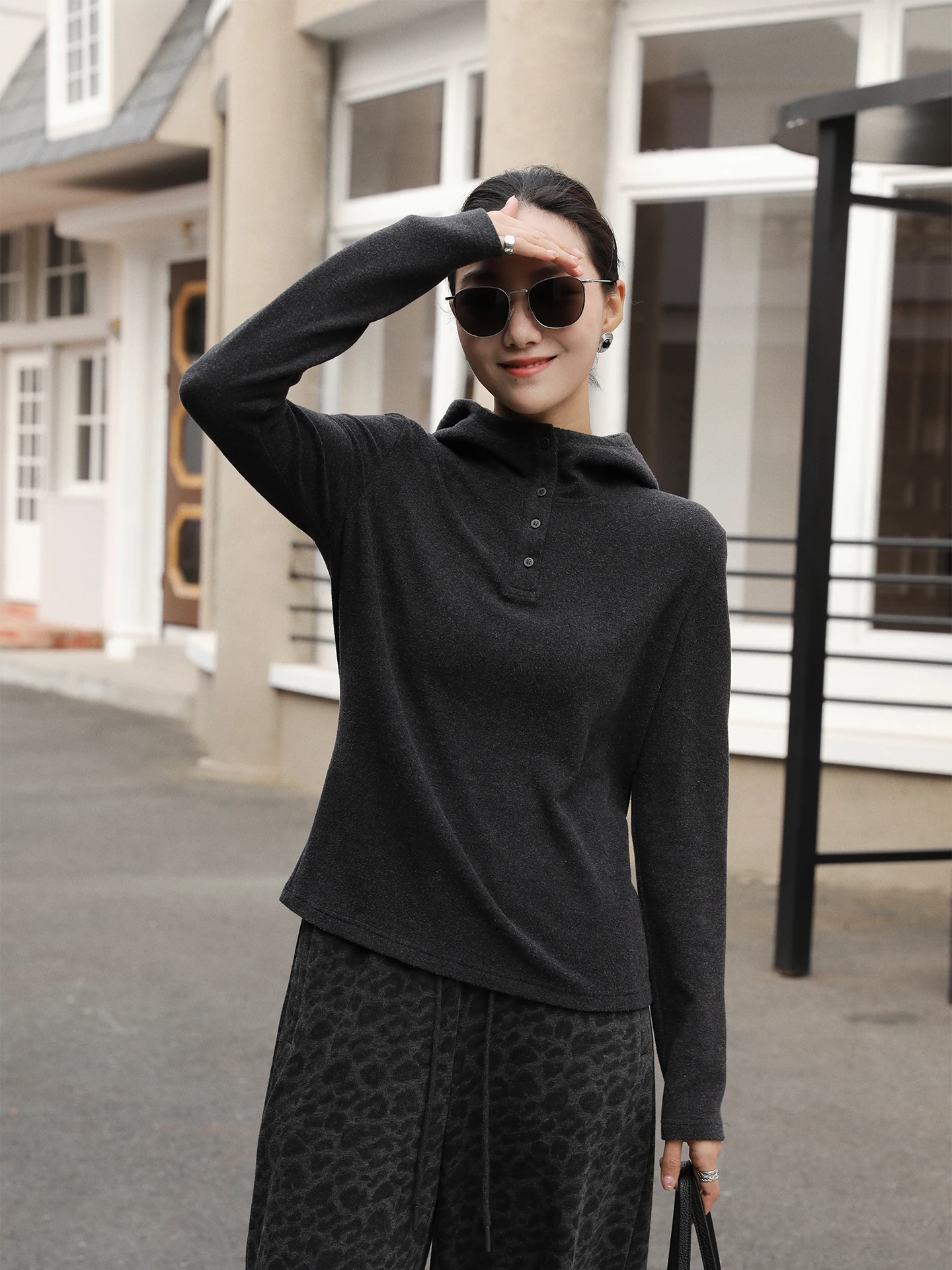 

Женская облегающая трикотажная толстовка с капюшоном на подкладке Fce, теплая, удобная длинная пуловерная шапка цвета свера, устойчивая к атмосферным воздействиям