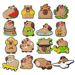 New 16PCS Summer Shoe Animal Capybara Shoe Charms Accessories For Clogs Kids School Gift Fit Wristband