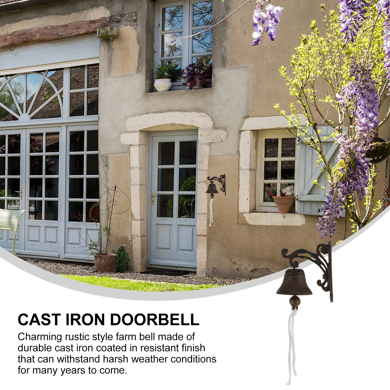 

1Pcs Eye-Catching Life-Like Cast Iron Wall Bell Perfect for Schools Classrooms Cast Iron Doorbell Rustic Style Bell