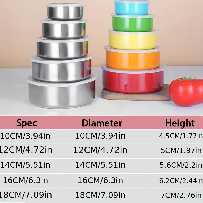 5pcs Storage Containers, Multipurpose Stainless Steel Reusable Food Storage Containers With Lids, Leak Proof And Durable Food Se