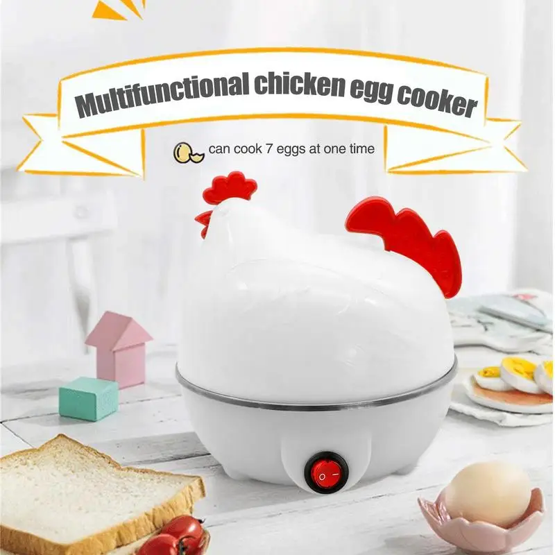 Home Kitchen Cooking Tool 7-Egg Capacity Egg Cooker Chicken Shaped Egg Boiler Eggs Steamer Appliance Utensil