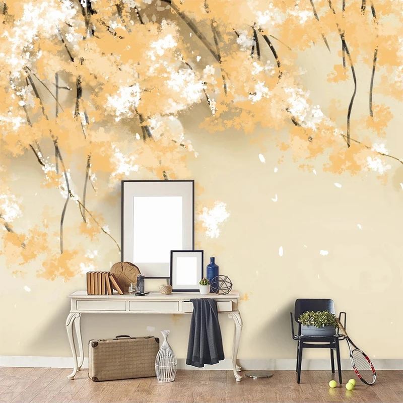 

Custom 3D Photo Mural Painting Yellow Flowers Vine Wallpaper for Bedroom Living Room TV Background Wall Warm Home Decoration