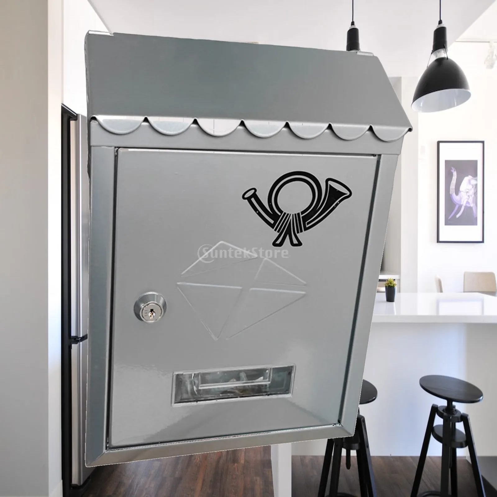 Wall Mount Mailbox Decorative Lockable 21.5x7x30cm Decorations Outside Office Metal Commercial Use Mail Box Letterbox