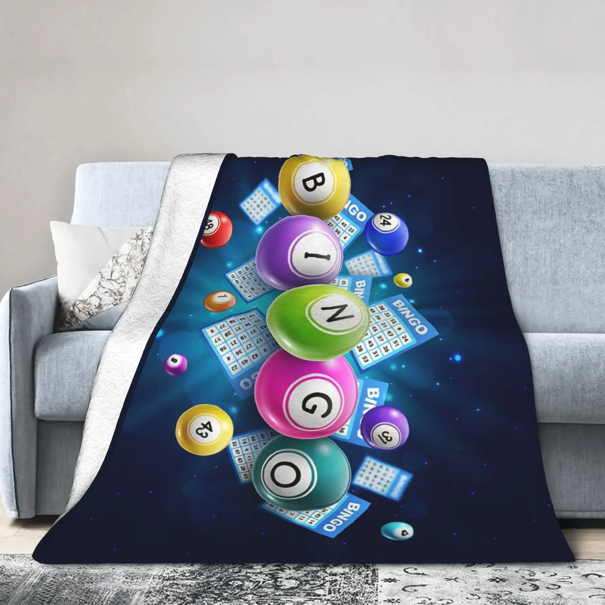 Bingo Balls Paper Game Blanket  Flannel Bedding Throw Blanket Bedspread Thin Decoration Breathable