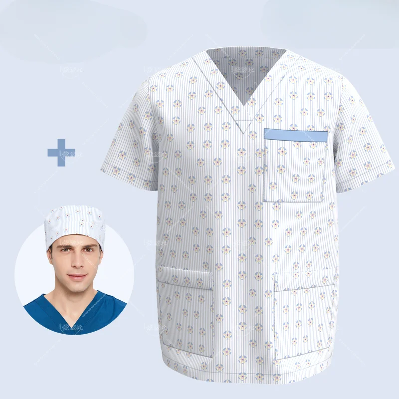 Hospital Staff Medical Nursing Uniforms Clothing Scrub Tops for Male Female Dental Clinic Supplies Nurse Uniforms Shirt