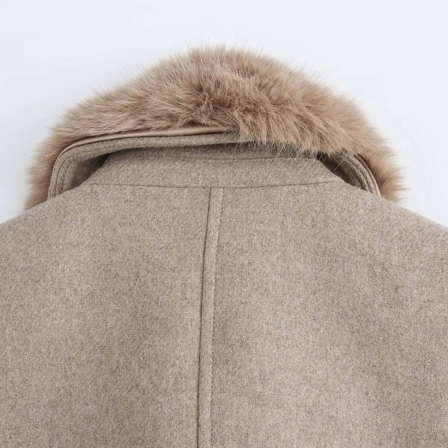 Herbst Winter Neue frauen Kleidung Abnehmbare Pelz Kragen Krawatte Medium Und Lange Woolen Mantel Für Frauen