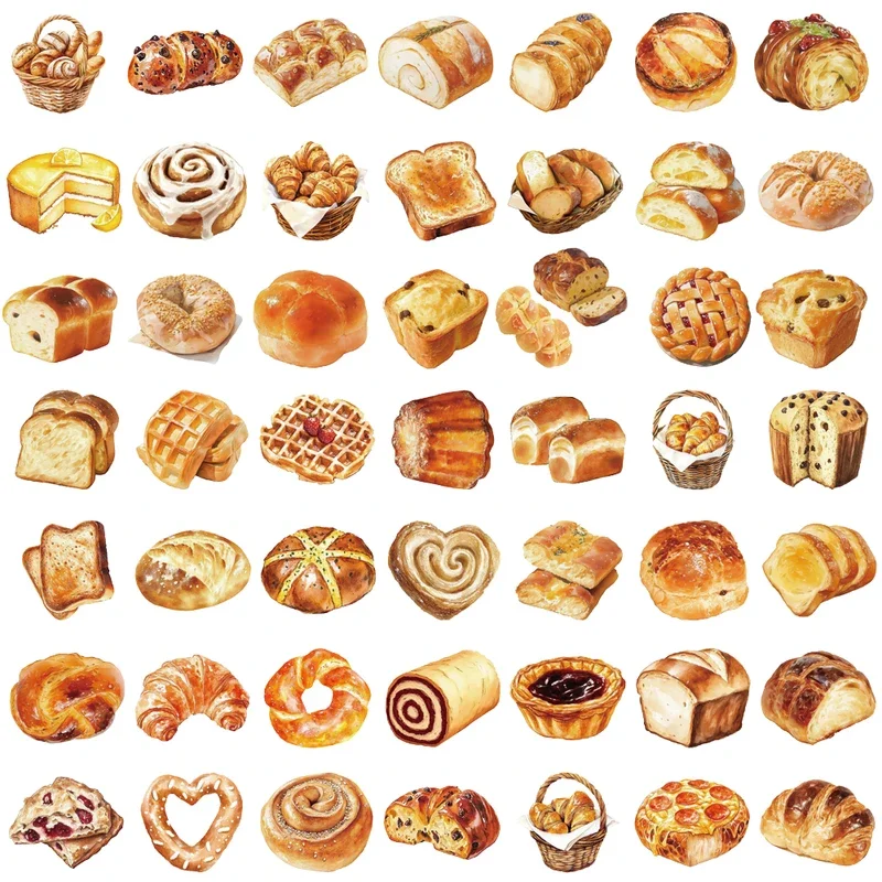 10/30/50Pcs Cute baking bread Stickers Nostalgic Waterproof Scrapbooking Creative Paper Laptop Luggage Waterproof Gifts Sticker