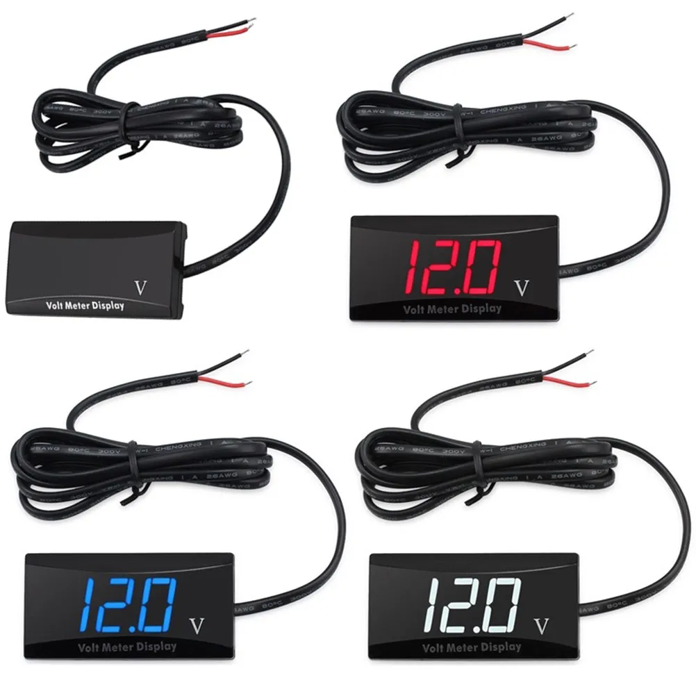 

Blue LED Digital Voltmeter Dc 12V Waterproof Anti-Frost Motorbike Car Boat Atv Volt Gauge with Night Visibility Precise Voltage