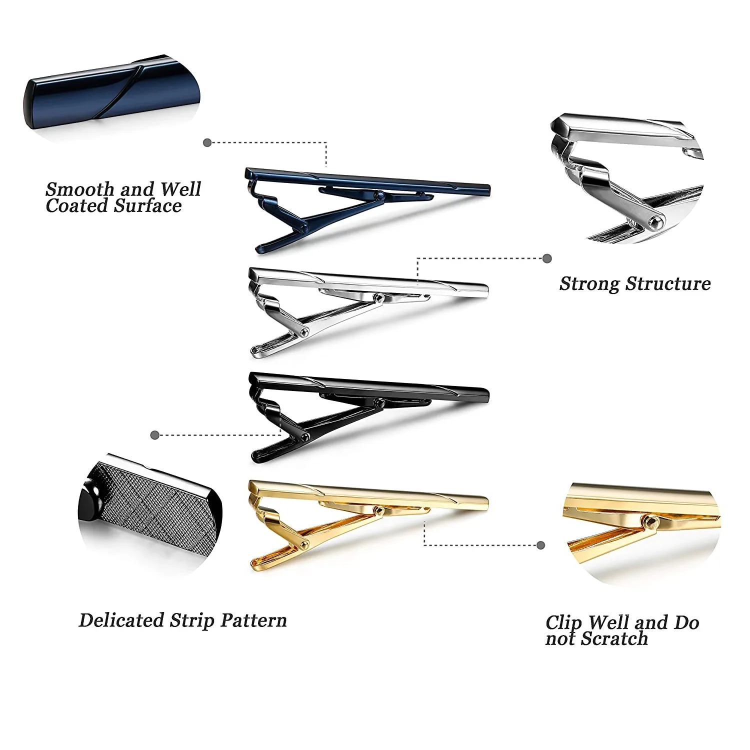Man Classic 14K Copper Tie Clip Simplicity Suit Tie Clip Lapel Jewelry Collar Accessories for Business,Wedding,Meeting