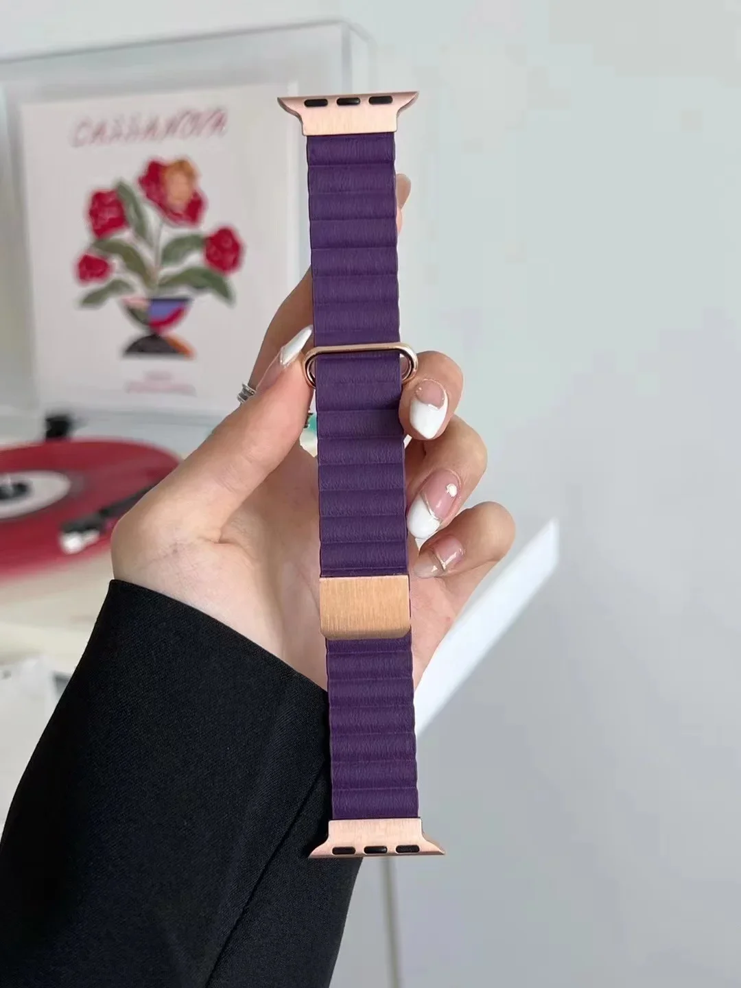 Magnetic Loop strap For Apple Watch Band 45mm 41mm 44mm 42mm 46mm 49mm Leather Metal wristband iWatch Ultra 10 9  8 7 6 5 4 3 SE