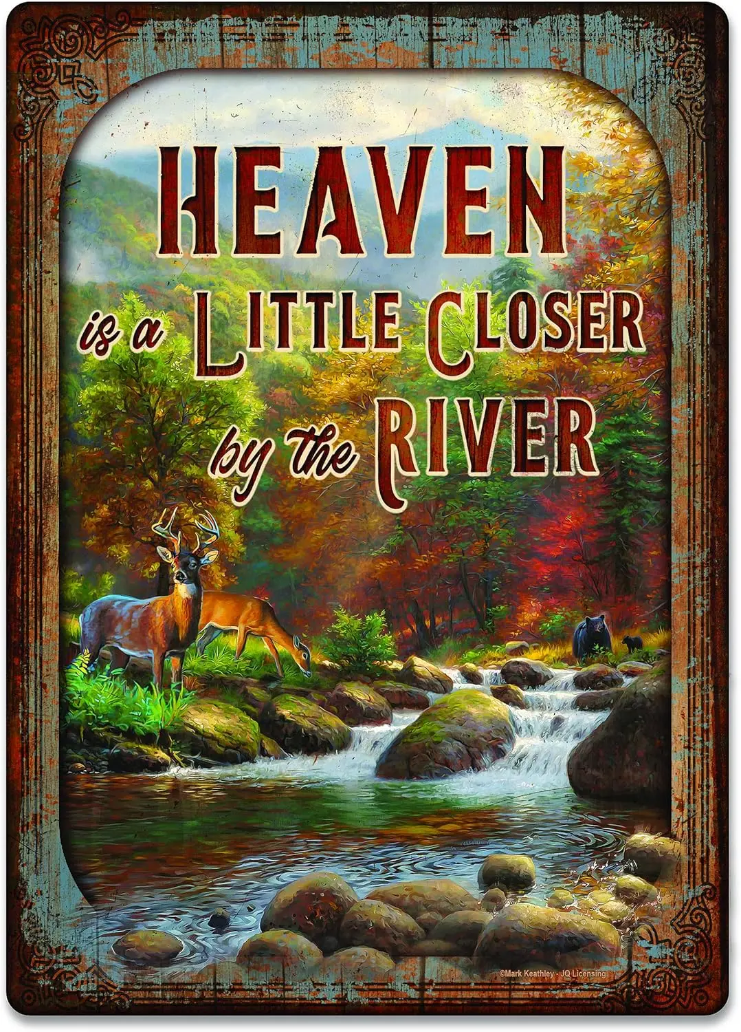 Metal Tin Sign Vintage Chic Art Decoration Heaven is a Little Closer by The River for Home Bar Cafe Farm Store Garage or Cl sign