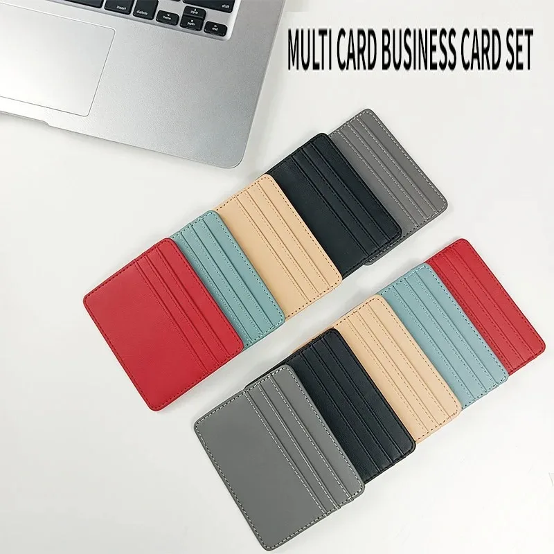 New Colorful PU Leather Card Wallet - Compact Business Card Holder for Men & Women