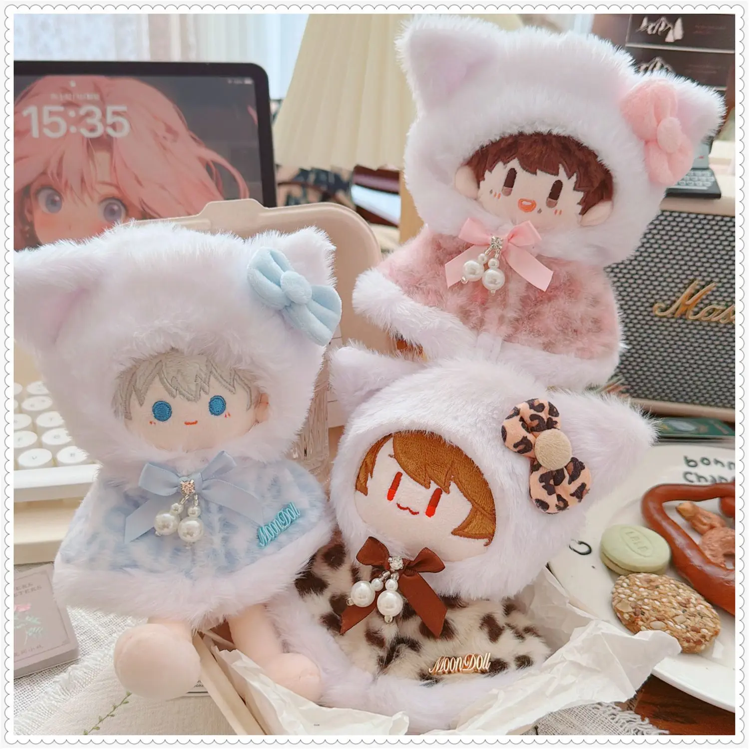 

Cartoon Cute Soft Cat Pink Bow Coat Fit 10-15cm Mini Idol Doll Accessories Can Change Clothes Game Anime Game Periphery