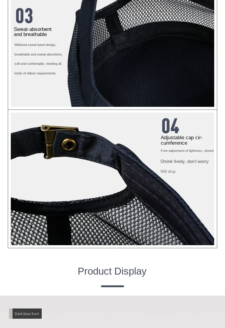 Atmungsaktive Mesh-Kappen für Männer und Frauen, Kadettenmütze, Flacher Schirm für Große Köpfe Schnell Trocknende Mütze Übergröße 56-59cm, 60-65cm – Detail 13