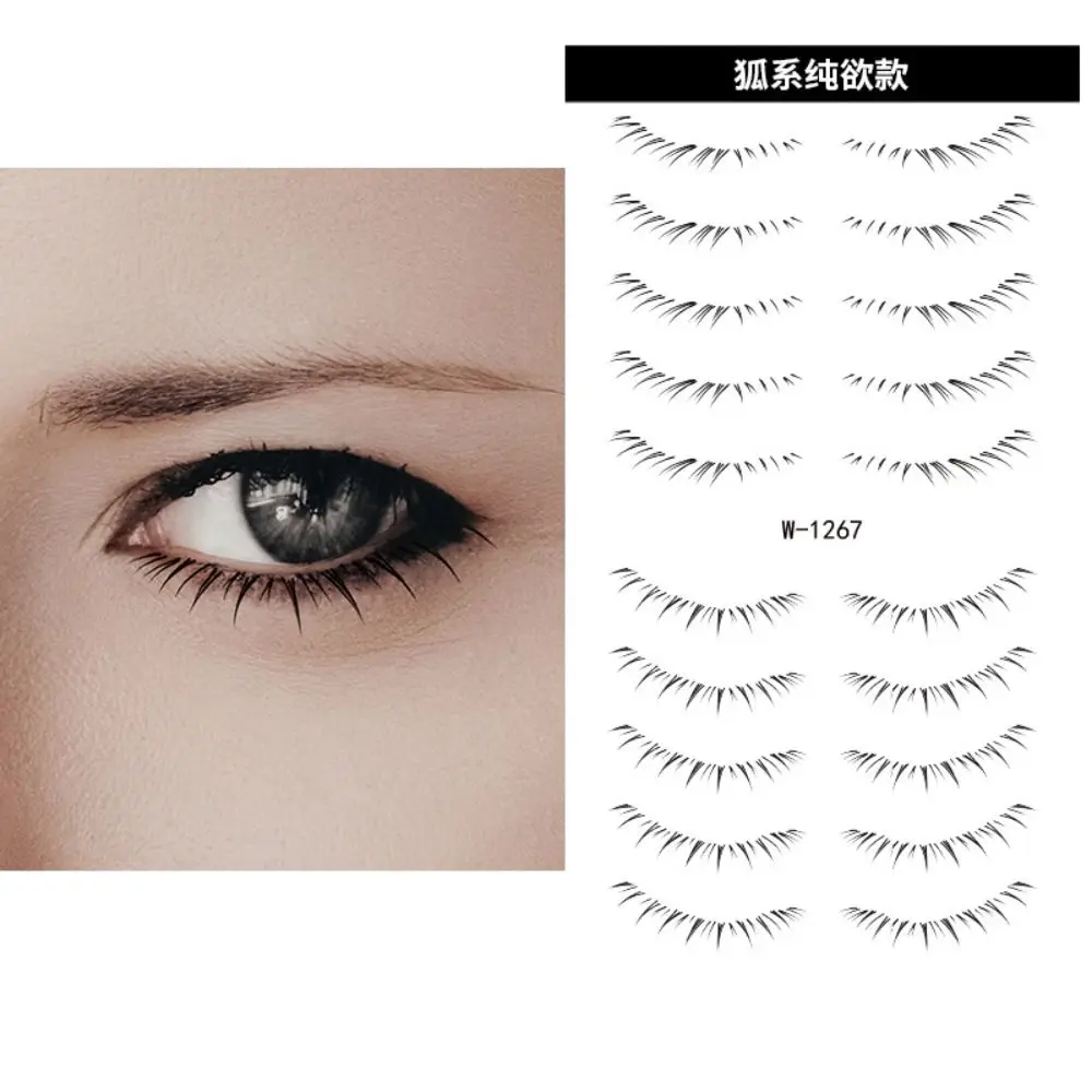 8/10Pairs Multi-Style Lower Eyelash Tattoo Stickers 3D Waterproof Under Eye Fake Eyelash Black Simulation Transfer Lashes Decals