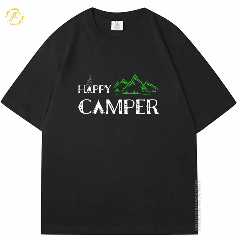 

Happy Camper Campin Cotton T-Shirt For Men 2025 Hot Tee Women Summer Oversized T Shirt Designer Clothes Man トップス 트레이닝복