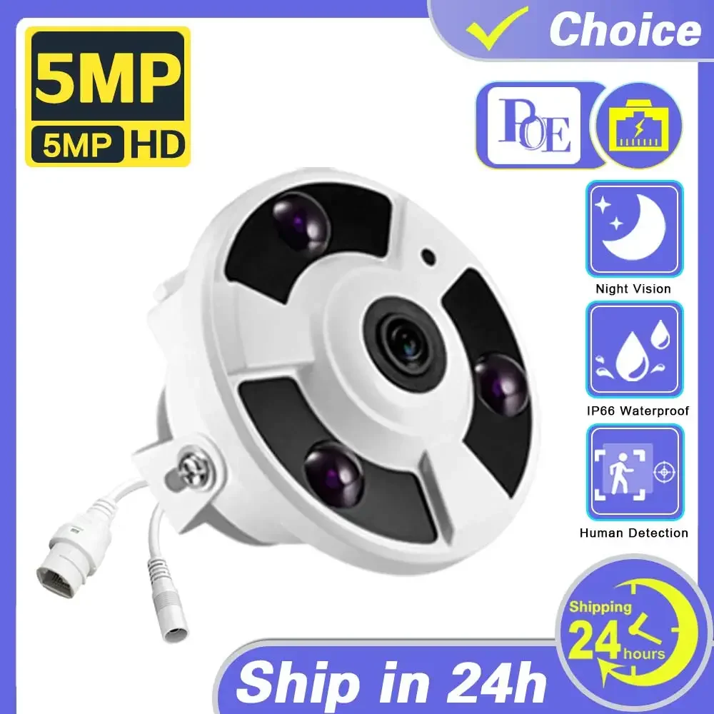 

H.265 Face Detection POE IP Camera Fisheye Lens 5MP Panoramic Outdoor CCTV IP Camera Audio Record CCTV Xmeye Phone PC View