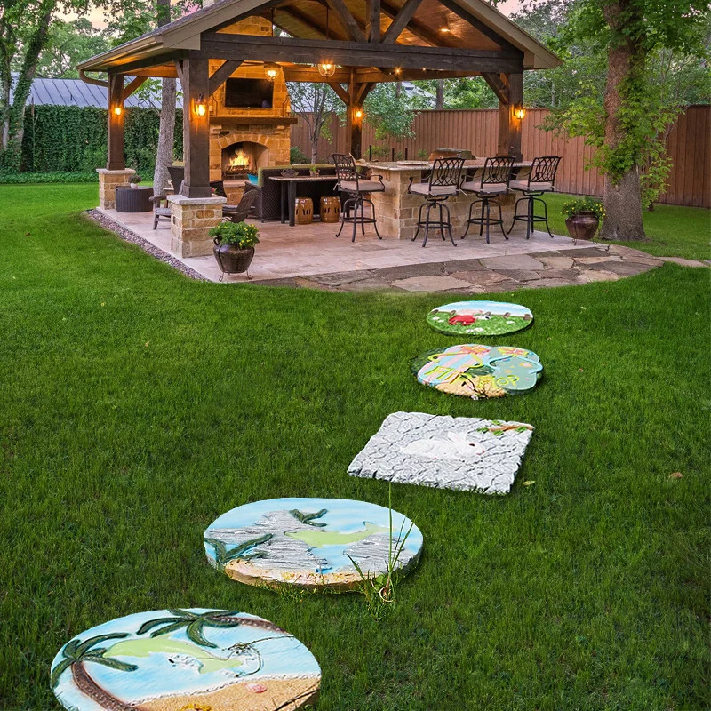 Natural Bluestone Garden Stepping Stones Non Slip Lawn Walkway Pavers Slate Path Tiles for Villa Courtyard Outdoor Landscape